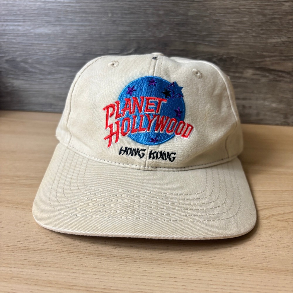 Vintage‎ Planet Hollywood Hat Cap Snap Back Brown Tan Hong Kong Adjustable